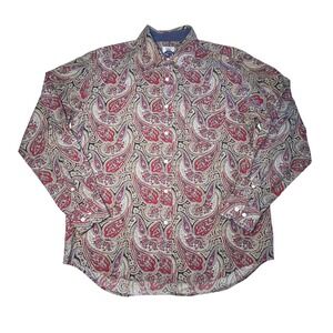 R&G London New York Mens Paisley Button Down Shirt XL Stylish Rockabilly Retro